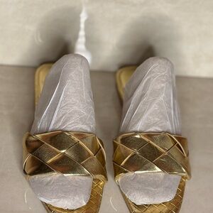 Women’s Gold Braided Slide Sandals